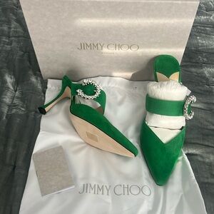 Jimmy choo NWT Marta 90mm green heeled slide 38.5